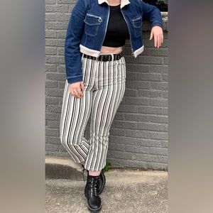 BDG High Waist Cropped Ankle Flare Striped Pant